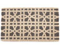 Zerbino Entryways Tessuto a Mano in Fibra di Cocco, Decorazione a Cerchi intersecati, Colore Grigio/Bianco