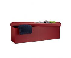 Relaxdays 10019045_708 Sgabello Pieghevole Cassapanca Pouf, Tessuto, Rosso Scuro, 114 x 38 x 38 cm