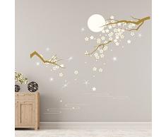 WALPLUS ADESIVI DA PARETE CRISTALLI SWAROVSKI & fiori sotto Chiaro di Luna murali decalcomania arte decorazione casa soggiorno stanza Bebè RISTORANTE ALBERGO CAFFà UFFICIO DECORAZIONE,variopinto