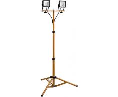Goobay 59009 Faro da Esterno a LED Doppio con Cavalletto Telescopico, 2 x 40 W, Giallo, Nero