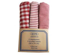 Campagne Table Linen - Set di 3 strofinacci, colore: rosso