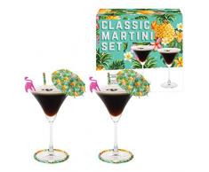 Vintage Kitchen Company Bicchieri da Cocktail Martini Gift Set, Trasparente, Set di 2