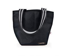 Iris, Borsa Tote portapranzo, in Tessuto e Poliestere 33x14x23 cm Nero