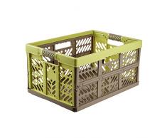 keeeper Robusto Box Contenitore Pieghevole con Impugnature Soft-touch, 54 x 37 x 28 cm, 45 L, Ben, Verde/Marrone
