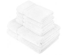 Pinzon by Amazon - Set di asciugamani in cotone egiziano, 2 asciugamani da bagno e 4 per le mani, colore: bianco