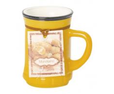 Candele DAurora Marta Candela Profumata in Vaso di Vetro Colorato con Manico, Cera, Giallo, 6.9x6.9x7.2 cm