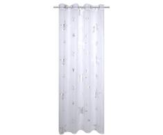 Home Fashion Tenda con Occhielli, Stampa Argentata, Stelle, Poliestere, Argento, 245 x 140 cm