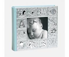 Quadro Album Bambino Blu per 100 foto a tasche 10 x 15, rosa / argento, metallo;argento