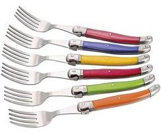 Laguiole I7210P6-NT, Confezione 6 forchette, 6 colori pastello