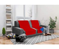 Italian Bed Linen Seduta Fascia Copridivano, Microfibra, Rosso/Royal, 190x60x6 cm