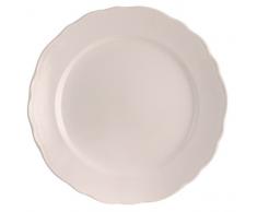 H&H Vaniglia Set 6 Piatti Piani, Ceramica Forte, Rosa Pastello, 26 cm