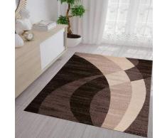 VIMODA Tappeto Moderno Design Crema Marrone Beige Incurvata Strisce Motivo Pelo Corto Soggiorno Tappeti - Beige, 120x170 cm