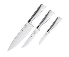 WMF, Set di 3 coltelli Grand Gourmet Performance Cut, Realizzato in Germania, Speciale Lama forgiata in Acciaio e Manico in Acciaio Inox, Acciaio Inox, Argento, Set 3 Pezzi