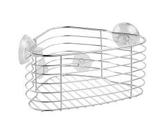 InterDesign Lineo Power Lock Cestello Portaoggetti Doccia, Angolare, Plastica, Argento, 20.4x26x13.25 cm