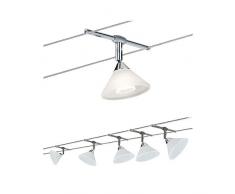 Paulmann 94143 sistema con cavi Colmar cromato con 5 faretti, led, metallo;vetro, grigio