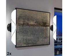 LAMPADA DA PARETE METALLO NERO-gold patiniert, LAMPADINE ESCLUSE 2xE14 40W Art. 44137-2