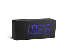 Gingko GK06B10, Click Clock - Orologio Digitale a LED in Legno di faggio, Colore: Nero/Blu