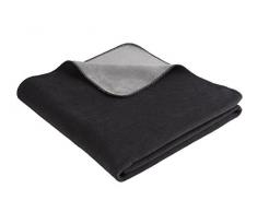 biederlack Duo Cotton Trend Coperta, Misto Cotone, Nero, Matrimoniale, 200x150x1 cm