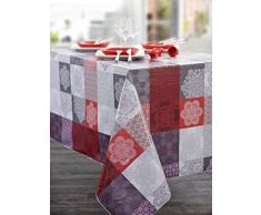 CALITEX - Tovaglia in Tela Cerata, Motivo Orientale, 180 x 240 cm, Colore: Rosso