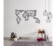 Homemania Carte du Monde Decorazione da Parete Mappamondo Grande Nero, in Metallo. Arte Casa Decoro. per Soggiorno, Ufficio, Muro, Planisfero