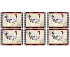Pimpernel - Set di 6 tovagliette allamericana in MDF con dorso in sughero, motivo: Country Touch, 10,5 x 10,5 cm, multicolore