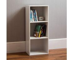 Home Discount Oxford 3 Ripiani in Legno Bianco cubo Libreria, mensola unità di stoccaggio di visualizzazione Ufficio Mobile da Salotto