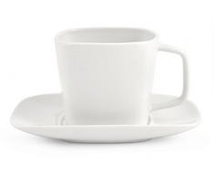 H&H Tazza Colazione Jumbo con Piatto Rettangolare, Bianco, 340 ml, Ceramica