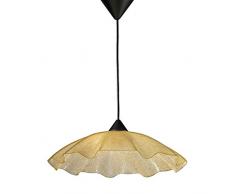 ONLI Smerlatino Lampadario 1 Luce con Vetro Bordi Smerlati Effetto Graniglia Color, Ambra