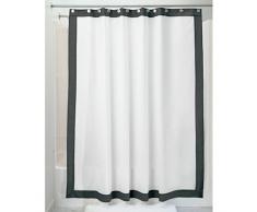 InterDesign Frame Tenda vasca da bagno, Tende per doccia in tessuto impermeabile in poliestere con asole in metallo 183 cm x 183 cm, bianco/nero