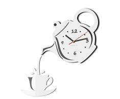 FLEXISTYLE - Orologio da Parete Moderno, Silenzioso, per Cucina, Tazza e caraffa, Bianco, 45 x 45 cm, Design 3D, Made in EU