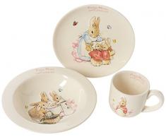 Beatrix Potter - Set tazza, piatto e ciotola, con immagine di Flopsy, Mopsy e Coda dOvatta 30.0000 bianco