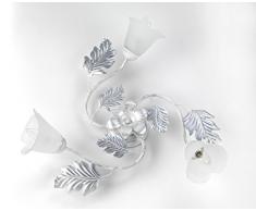 ONLI Marilena - Plafoniera 3 Luci, Metallo, Bianco Argento, Romantico, metallo;vetro