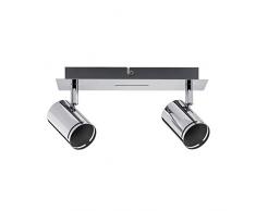 Paulmann 666.79 66679 Plafoniera LED Lampada Faretto da Soffitto, Spotlight Rondo Max 2 x W Gu10 230 V Metallo Cromato, Chrom, 7.5 x 26 x 12 cm