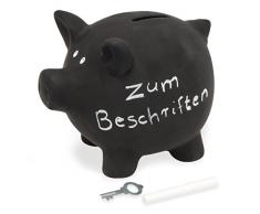 Michel Toys Salvadanaio a Forma di Maialino, Ceramica, Nero, 1 - Confezione