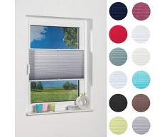 K-home Klemmfix Palma, Tenda plissetata, Grigio, 100 x 130 cm