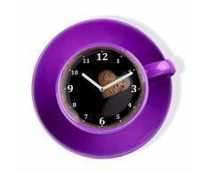 FLEXISTYLE Orologio da Parete da Cucina LA TAZZINA, Tazza Viola per Il caffÃ¨, Design Moderno, plexiglass, Made in EU, Silenzioso 30 cm