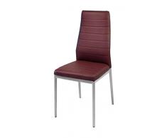 Cribel Queen Set Sedia, Metallo Laccato, Finta Pelle, Alluminio, Bordeaux, 4 Pezzi