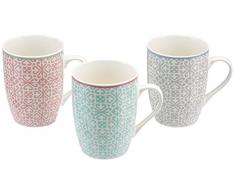 Versa 19470075 Set Tazze Mosaico, Porcellana, Multicolore