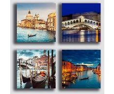 Quadri Moderni VENEZIA cittÃ 4 pezzi 40x40 cm Stampa su Tela CANVAS Arredamento XXL Arredo per soggiorno salotto camera da letto cucina ufficio bar ristorante