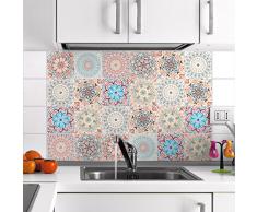 Ambiance-Live, Adesivo da Parete, Adesivo murale: 24 Adesivi per Piastrelle |Â Fotomurale - Mosaico Piastrelle Bagno e Cucina |Â Piastrella Adesiva - Mandala - 10 x 10 cm - 24 Pezzi