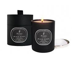 Parks London Candele da Uno Stoppino con Coperchio in Nichel Argentato in Vetro, Nero, 30 cl, Cera,, 9 x 9 x 10 cm