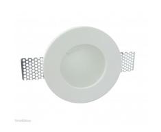 TrAdE shop Traesio PORTA FARETTO FISSO IN GESSO DA INCASSO PER LAMPADE GU10 A LED TONDO CON VETRO