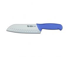 Sanelli Ambrogio Supra Santoku, Coltello da Cucina con Manico Ergonomico in Polipropilene Blu, Acciaio Inossidabile