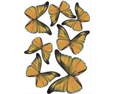PLAGE 301508 3D Charming Butterfly Stickers Golden Butterflies [7 Butterflies Between 8 x 6,5 cm And 14 x 11 cm], plastica, Arancione, 14 x 0.1 x 11 cm