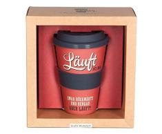 Grafik Werkstatt - Tazza da asporto in bambÃ¹ con Scritta âLÃ¤uft bei MIR Zwar rÃ¼ckwÃ¤rts und bergab Aber LÃ¤uft!â, 18,85Â x 17,75Â cm, 308Â g, Stile Vintage