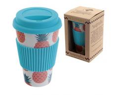 Puckator Bambootique Tazza Termica con Tappo Ananas, Bamboo, Beige