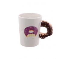 Puckator Donut Tazza con Manico a Forma di Ciambella, Ceramica, Bianco
