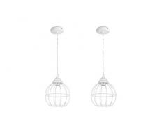 LIFA LIVING Set di 2 lampadari vintage industriali, Lampadario pendente da soffitto, Lampade da sospensione in metallo, Portalampada E27 per soggiorno, cucina, bar, Alt. 1,3m