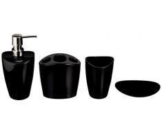 AmazonBasics 4 pezzi - Set di accessori da bagno - Nero (Liquid Black)