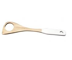 DEAGOURMET 111, Osiride Mestolo Forato in Bambu 100% Naturale con Manico Bianco, 32 X 7,1 cm